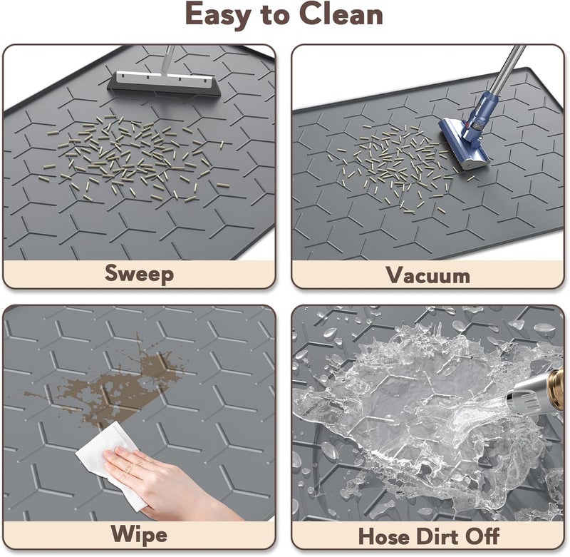 Garoopion Cat Litter Mat, Large 40" X 28" Litter Catcher Rug, Waterproof Silicone Mat for Cats, Dark Gray - Image 4